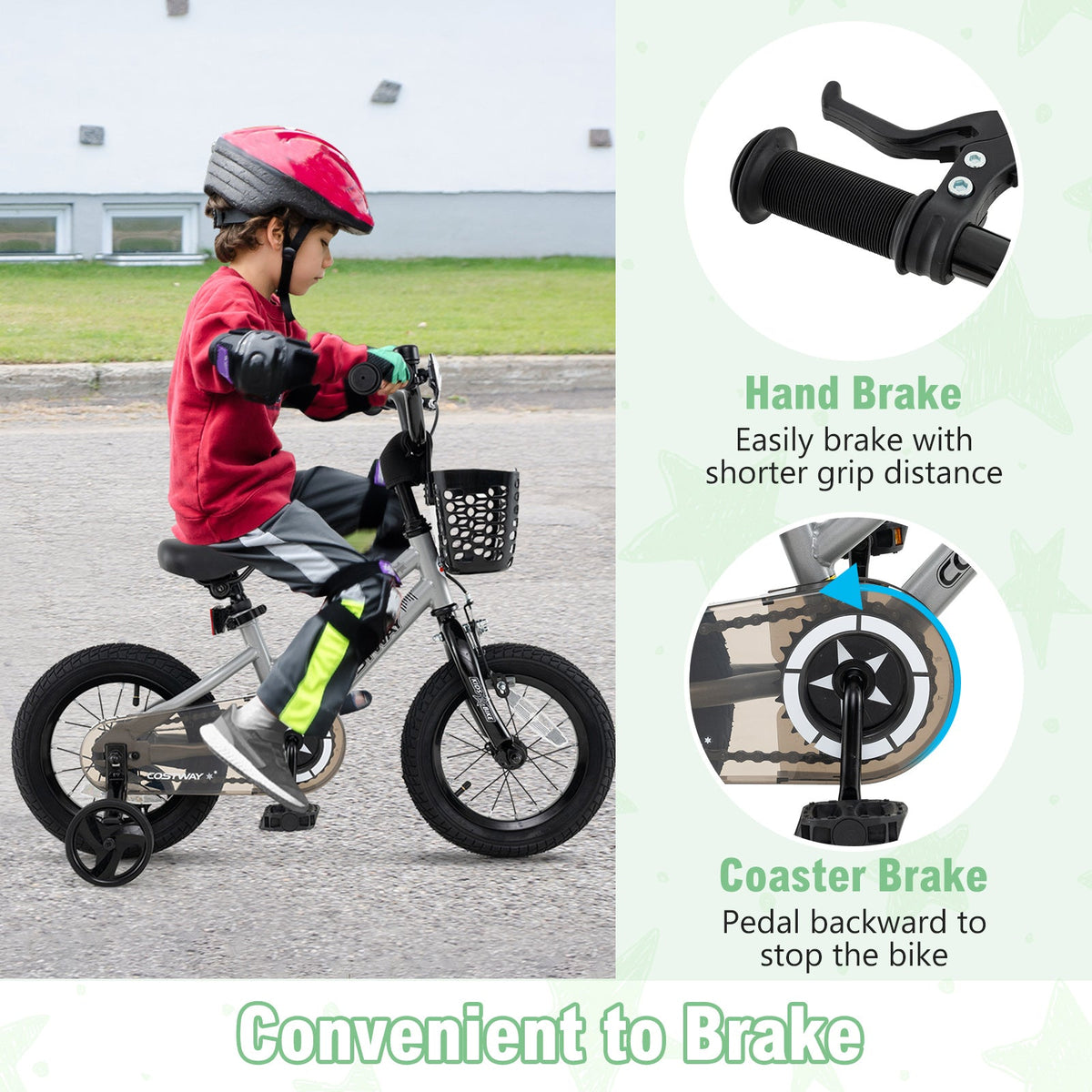 12 Inch Kids Bike Adjustable with Transparent Chain Cover for 3-4 Years Old