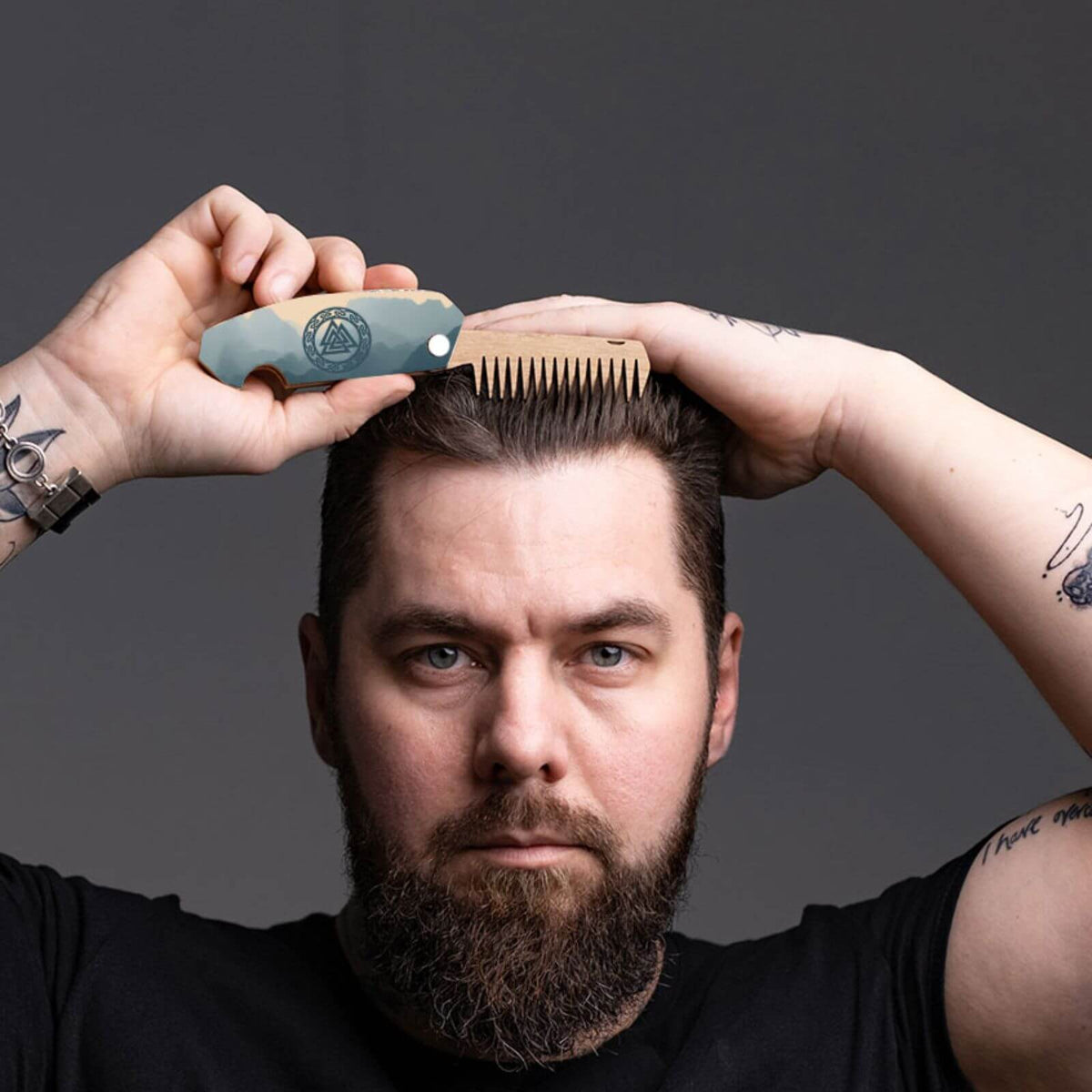 Wooden Beard Comb - Magic Circle