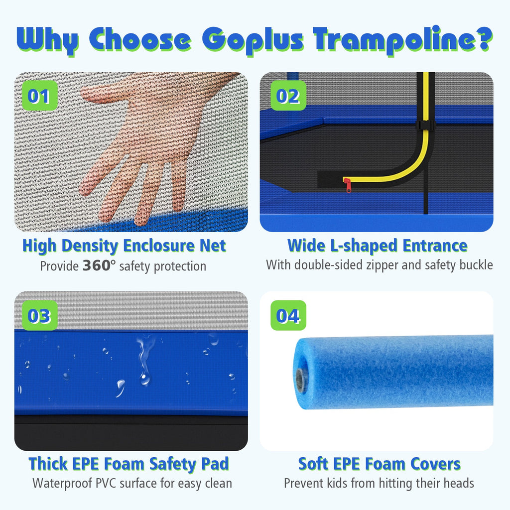 7 Feet Kids Recreational Bounce Jumper Trampoline-Blue