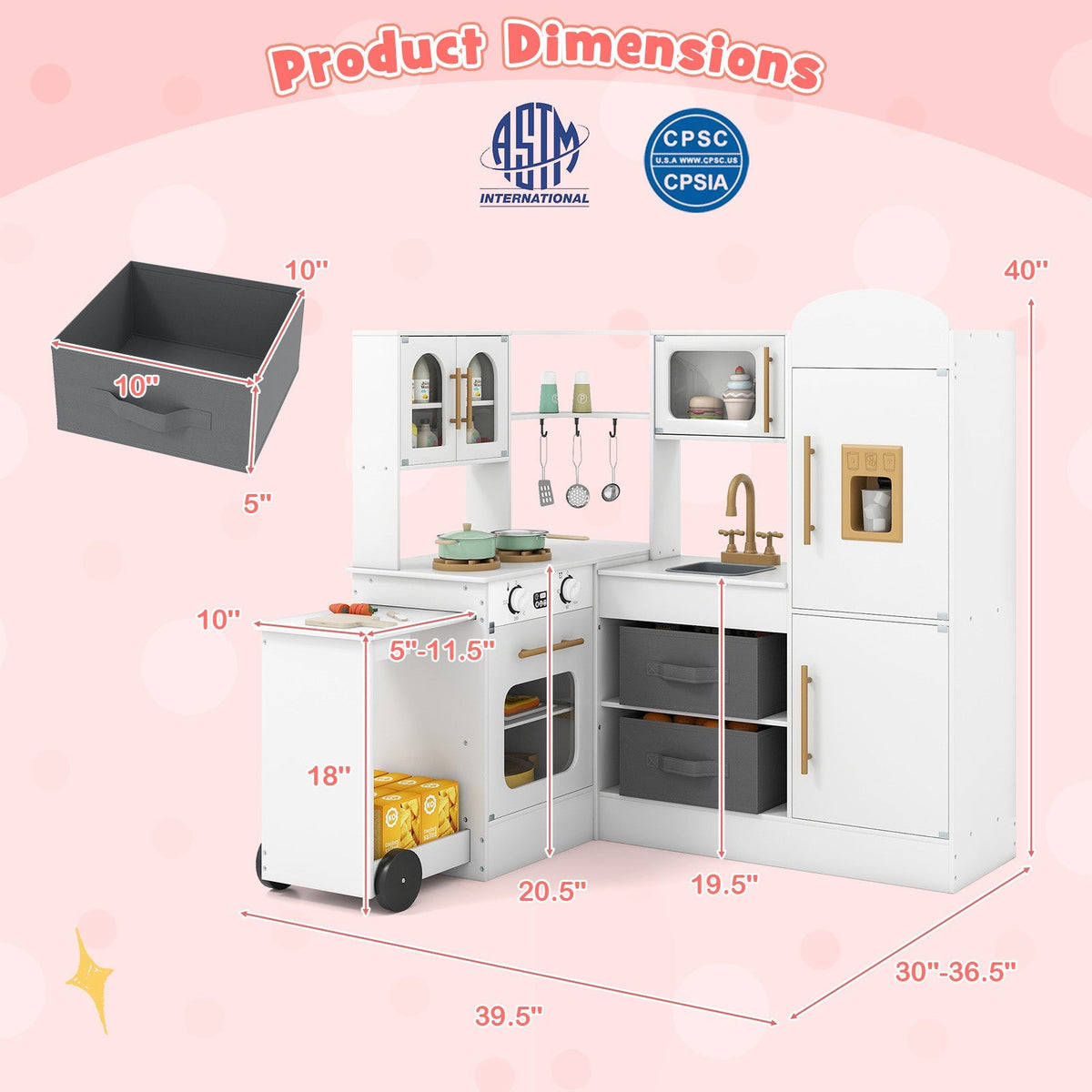 Corner Kitchen with Lights and Sounds for Kids Ages 3+